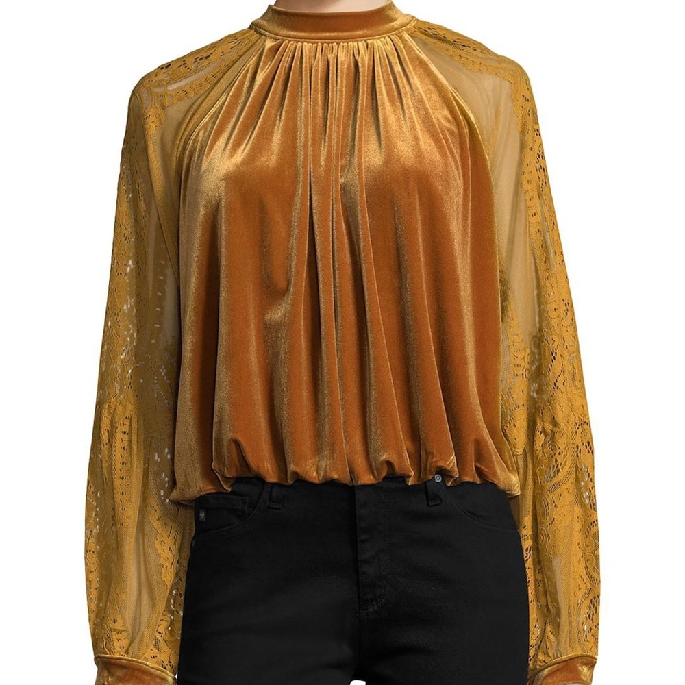 Free People Dream Team Velvet and Lace Blouse